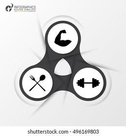 Fitness statistics and infographics with biceps. Vector illustration