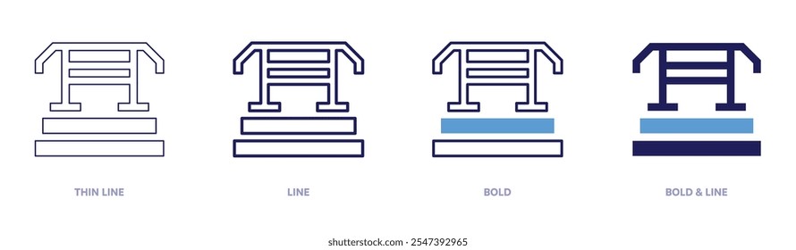 Fitness step icon in 4 different styles. Thin Line, Line, Bold, and Bold Line. Duotone style. Editable stroke.