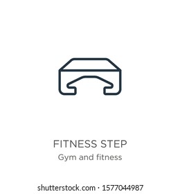 Fitness step icon. Thin linear fitness step outline icon isolated on white background from gym and fitness collection. Line vector sign, symbol for web and mobile
