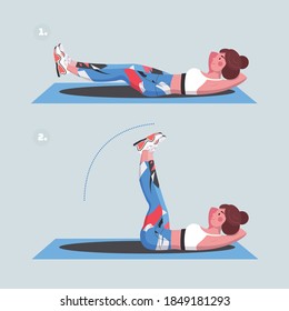 Fitness - Straight Leg Raise Exerscise Vector Illustration