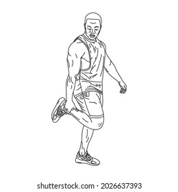 Fitness and stretching on white isolated 