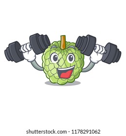 Fitness sugar apple fruit isolated on cartoon