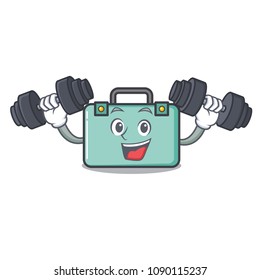 Fitness suitcase character cartoon style