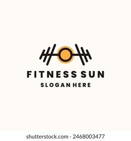 Fitness sun logo template vector illustration design