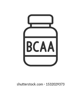 Fitness Supplement Container Icon, BCAA Branched-chain Amino Acids Bottle