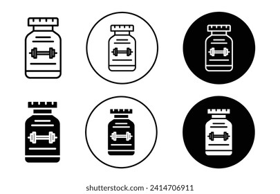 Fitness supplement vector icon set collection. Fitness supplement Outline flat Icon.