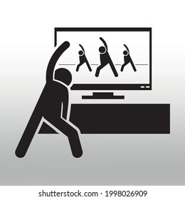 Fitness symbols. Sport exercise stylized people making exercise,or logo isolated sign symbol vector illustration,right icon in filled,thin line,outline and stroke style ,gradient black background