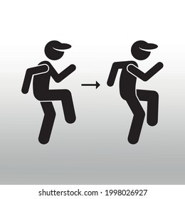 Fitness symbols. Sport exercise stylized people making exercise,or logo isolated sign symbol vector illustration,right icon in filled,thin line,outline and stroke style ,gradient black background