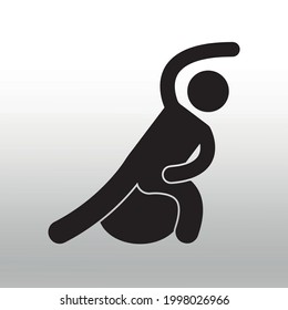 Fitness symbols. Sport exercise stylized people making exercise,or logo isolated sign symbol vector illustration,right icon in filled,thin line,outline and stroke style ,gradient black background