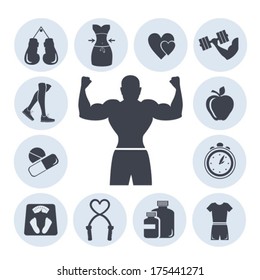  Fitness symbols. Vector. EPS-10 (non transparent elements, non gradient) 