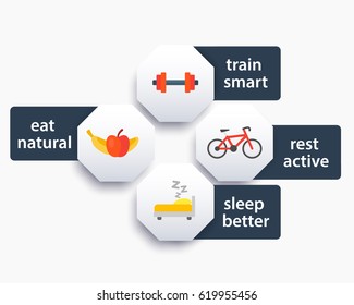 fitness tags, labels with icons, principles of training