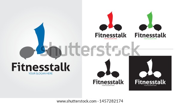 Fitness Talk Creative Minimalist Logo Template Stock Vector