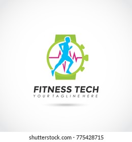 Fitness Tech Logo Design. Vector Illustrator Eps. 10