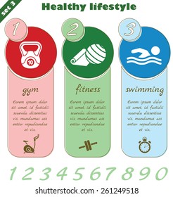 Fitness template set, vector set of fitness signs.