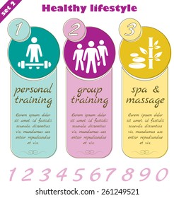 Fitness template set, vector set of fitness signs.
