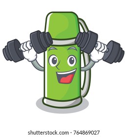 Fitness thermos character cartoon style