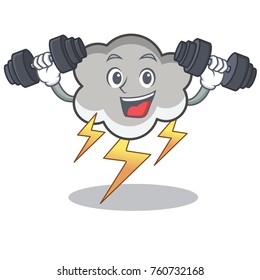 Fitness thunder cloud character cartoon