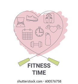 Fitness time and fitness design concept. Sport time.