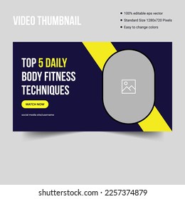 Fitness tips and trick video thumbnail cover banner template