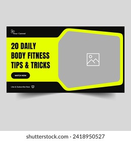 Fitness tips video tutorial thumbnail banner design,  body massage video cover, editable vector eps 10 file format