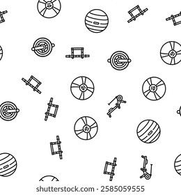 fitness tool dumbbell kettlebell vector seamless pattern thin line illustration