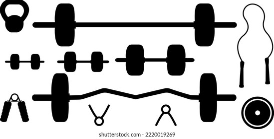 Fitness Tools Vector Silhouette Set