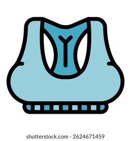 Fitness top icon. Outline fitness top vector icon for web design isolated on white background color flat