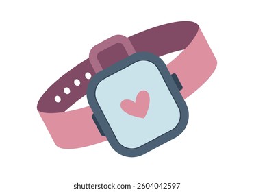 Fitness tracker app on a smart watch. Healthy lifestyle. Simple flat illustration isolated on white background