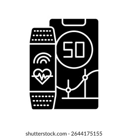 ícone plano preto do fitness tracker para projetos digitais e de impressão.  Ícones mínimos de limpeza para aplicativos e sites. Ícones simples modernos para UI UX e branding