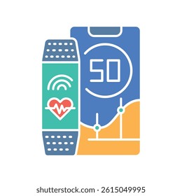 fitness tracker color flat icon for digital and print projects.  Minimal clean icons for apps and websites. Modern simple icons for UI UX and branding