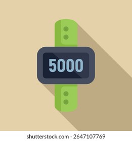 Fitness tracker exibindo 5000 degraus em cinta verde, incentivando um estilo de vida saudável