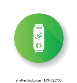 Fitness tracker flat design long shadow glyph icon. Wearable gadget. Physical activity monitoring. Sport wrist band. Heart rate recorder. Electronic device. Silhouette RGB color illustration