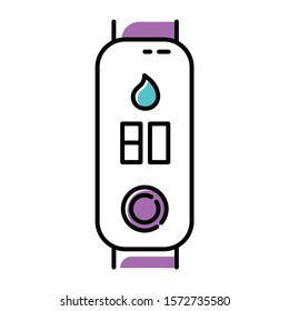 Fitness tracker with humidity control color icon. Smartwatch with hygrometer, monitoring environment option. Electronic weather conditions, humid air analysing device. Isolated vector illustration