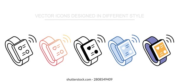 Fitness Tracker icon set with white background stock illustration