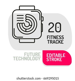 Fitness Tracker Icon. Thin line Icon of Fitness and Sport gadget. Vector illustration