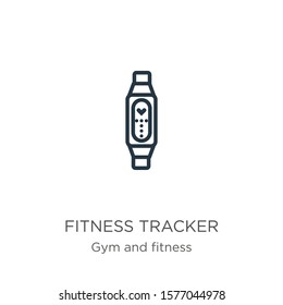 Fitness tracker icon. Thin linear fitness tracker outline icon isolated on white background from gym and fitness collection. Line vector sign, symbol for web and mobile