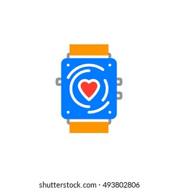 Fitness tracker icon vector, smartwatch solid flat sign, colorful pictogram isolated on white, logo illustration