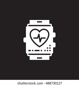 fitness tracker icon vector, solid logo illustration, pictogram isolated on black