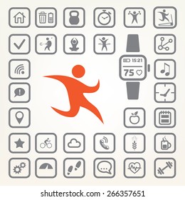 fitness tracker icons set