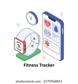 Fitness Tracker isometric Colored illustration. EPS File stock illustration