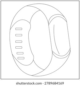 Fitness Tracker Line Art, Modern Fitness Tracker Line Art