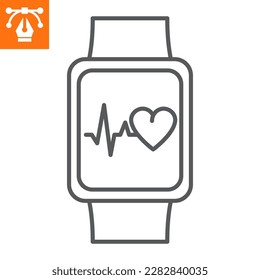 Fitness tracker line icon, outline style icon for web site or mobile app, sport and exercise, smartwatch vector illustration, vector graphics with editable strokes.