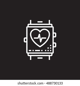 fitness tracker line icon, outline vector logo illustration, linear pictogram isolated on black