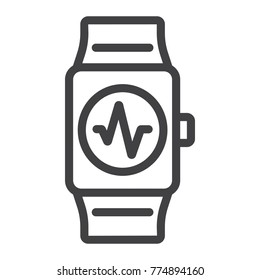 Fitness tracker line icon, fitness and sport, sport watch sign vector graphics, a linear pattern on a white background, eps 10.