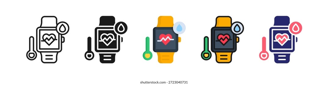 Fitness Tracker Multiple Style Icon Set Collection..
