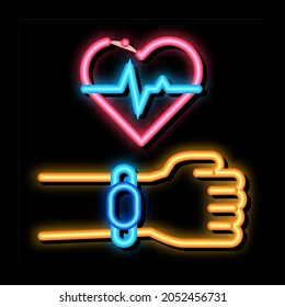 Fitness Tracker neon light sign vector. Glowing bright icon Fitness Tracker sign. transparent symbol illustration