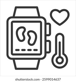 Fitness Tracker Outline Icon Vector Illustration