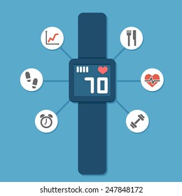 fitness tracker with set of health related icons