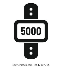 Fitness tracker showing 5000 steps icon in simple style isolated on white background