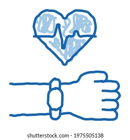 Fitness Tracker sketch icon vector. Hand drawn blue doodle line art Fitness Tracker sign. isolated symbol illustration